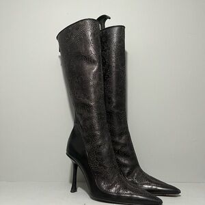 Jimmy Choo Black Patterned Heeled Boots